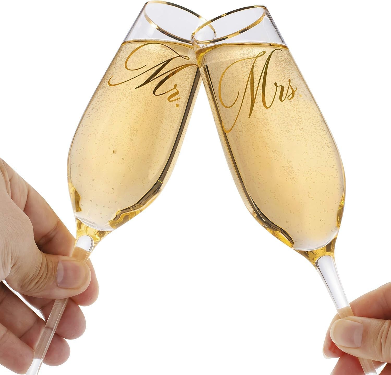 Mr. & Mrs. Champagne Flute Set, Wedding Decor - His and Hers, Wedding Toasting Glasses for Engagement Celebrations, Bridal Shower and Registry Idea, Tall Wine Glasses for Bride and Groom Gifts