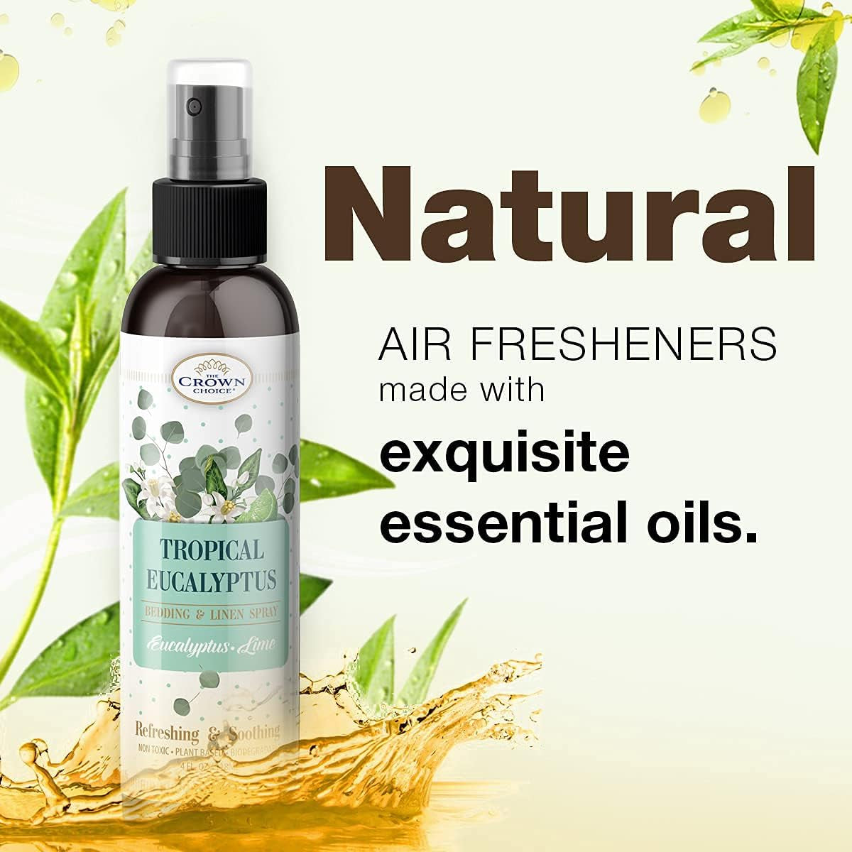 Natural Air Freshener Eucalyptus Spray for Fabric, Pillow, Sheets, Linen and Bedding - Bedroom Essential for Soothing & Refreshing Sleep - 4 Oz (Pack of 2)