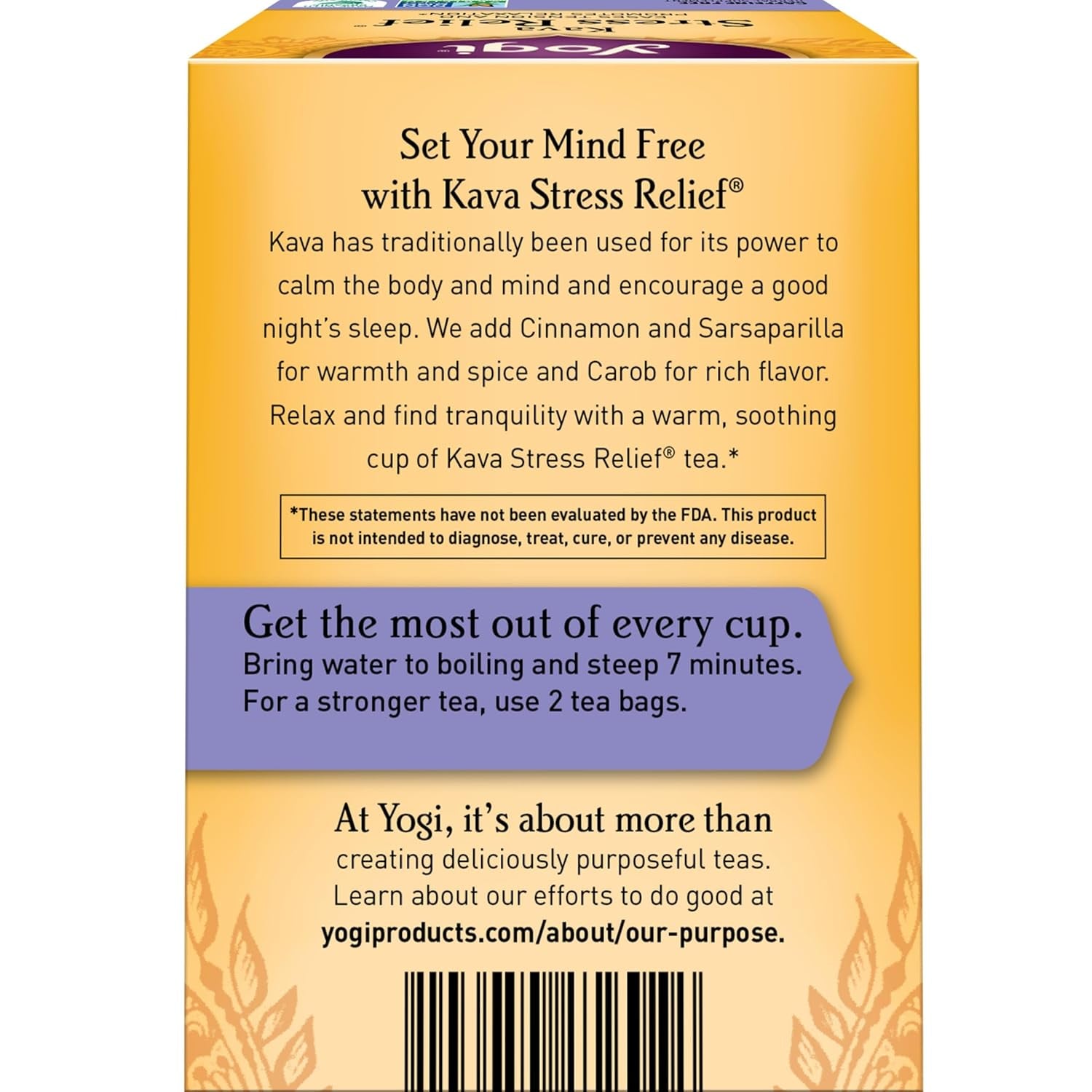 Tea Kava Stress Relief Tea - 16 Tea Bags per Pack (4 Packs) - Made with Organic, Caffeine-Free Relaxing Tea - Includes Carob Pod, Indian Sarsaparilla Root, Cinnamon Bark, Ginger Root & More