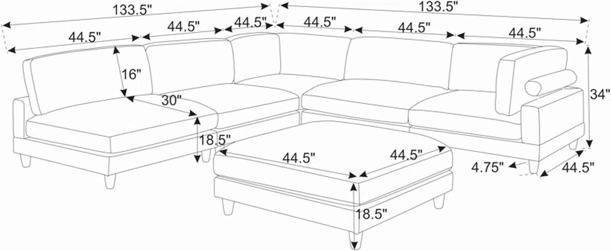 Espinosa 6 - Piece Slipcovered Corduroy Sectional
