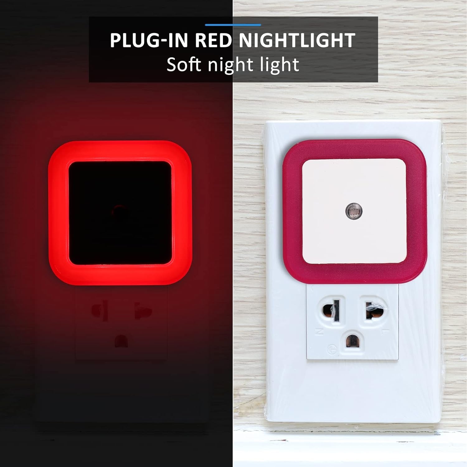 8 Pack Red Night Light Plug-In Color Nightlight with Dusk to Dawn Sensor Red Led Lights On-Closed-Auto Sleep Light Wall Lamp for Children and Kid'S Adult Room Bedroom Hallway