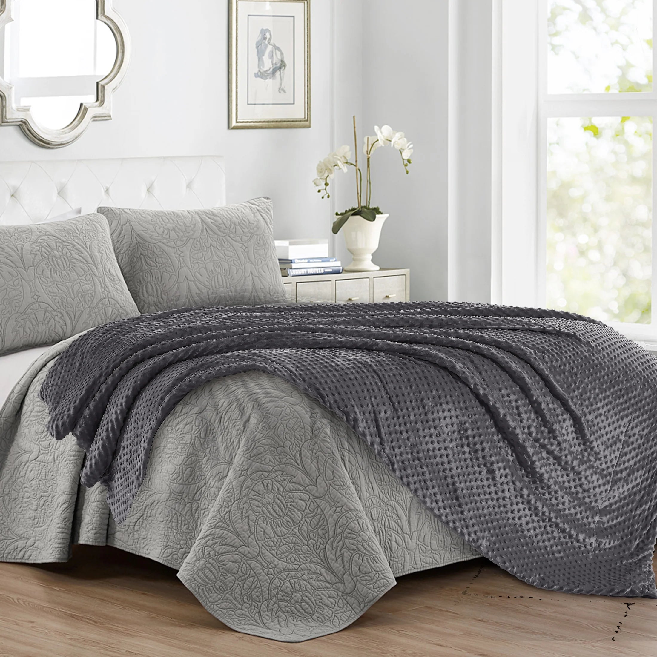 Weighted Blanket 60"*80",20 Lbs Queen Size, Heavy Weighted Blankets for Adult, 1 X Cozy Heat Warm Minky Plush Washable Removable Cover Included, Micro Glass Beads Technology