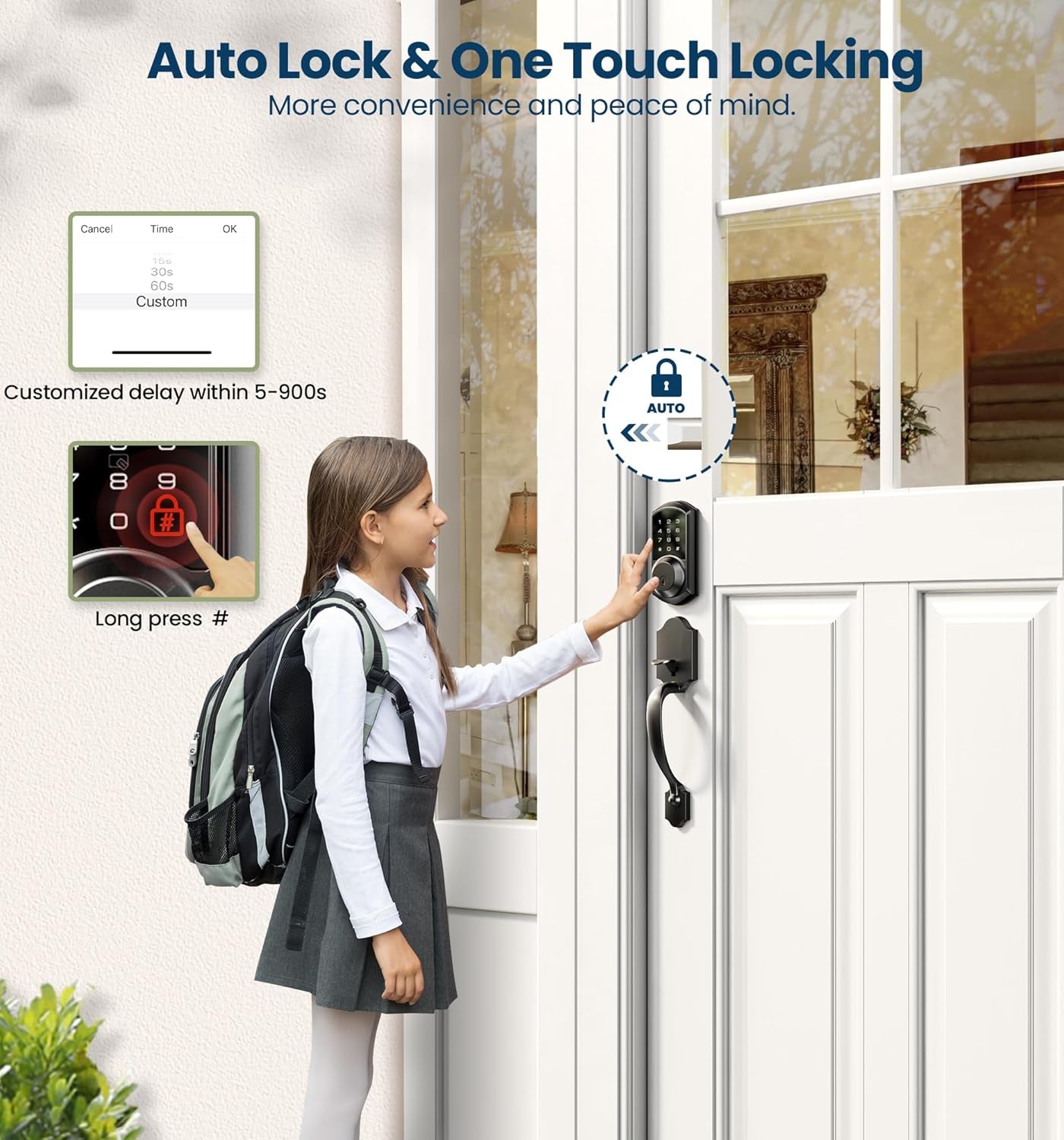 Veise Smart Lock Front Door with Keyless Entry, Touchscreen Deadbolt, Bluetooth & WiFi Compatible – Advanced Security with Auto Lock, Weatherproof Design, and Easy Installation