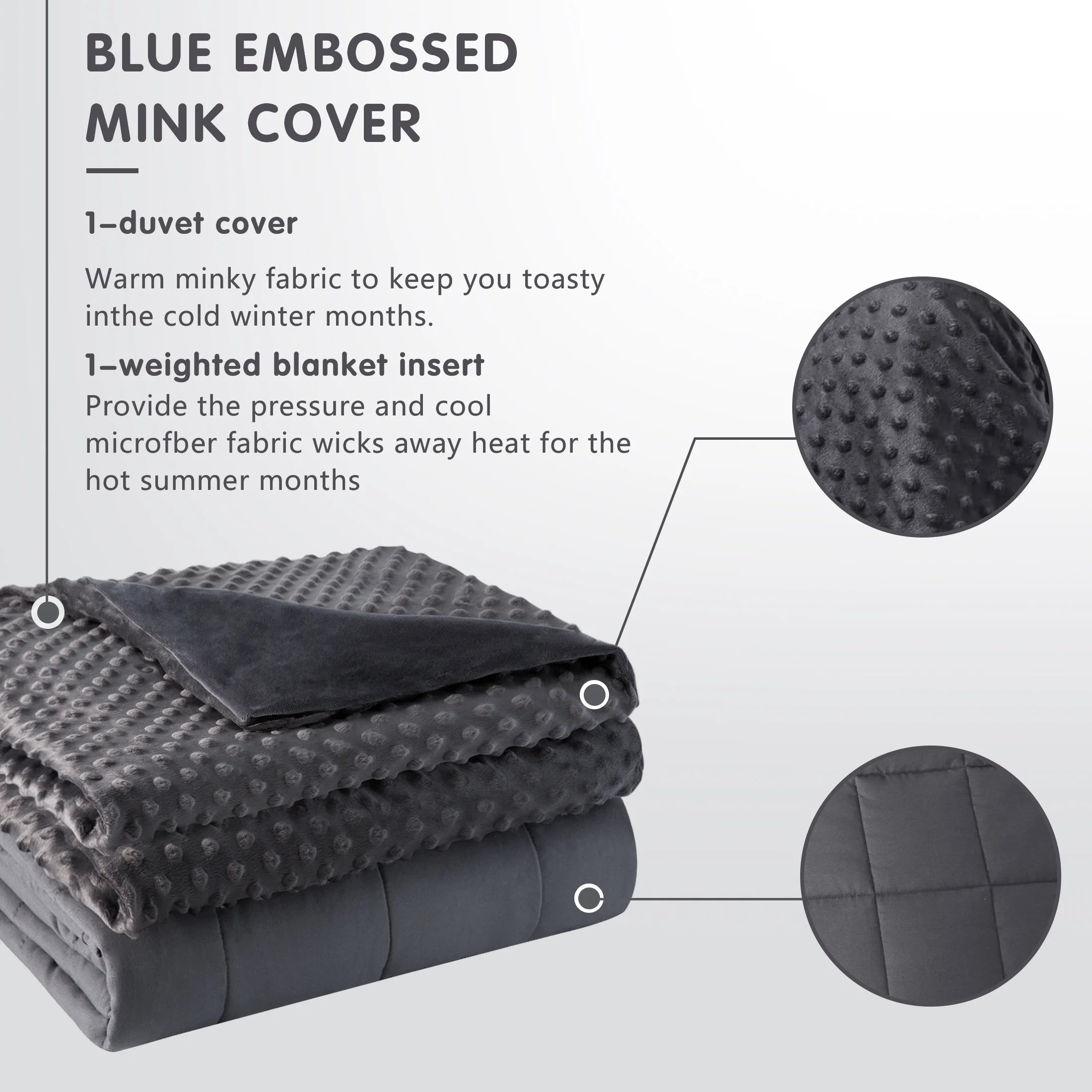 Weighted Blanket 60"*80",20 Lbs Queen Size, Heavy Weighted Blankets for Adult, 1 X Cozy Heat Warm Minky Plush Washable Removable Cover Included, Micro Glass Beads Technology