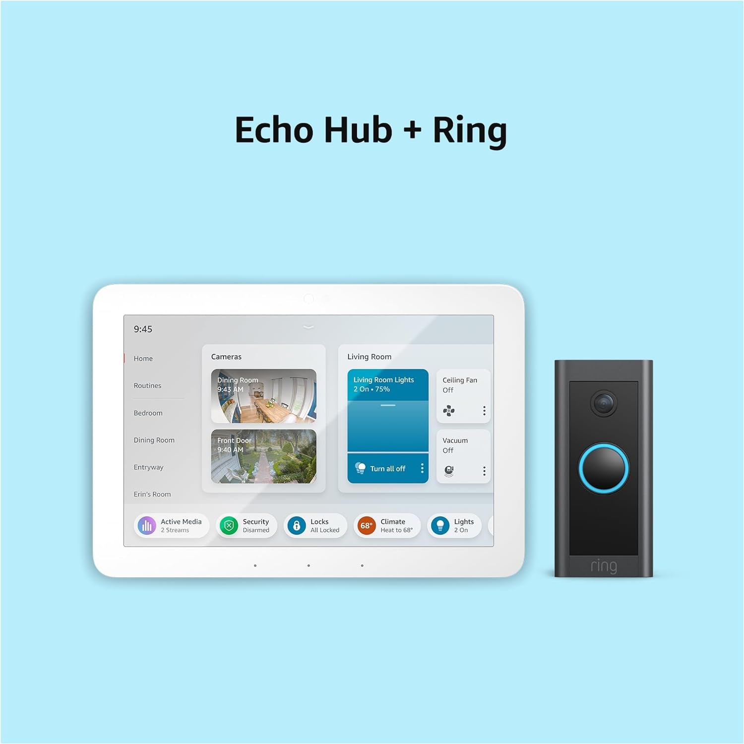 All-New Echo Hub Bundle with Ring Video Doorbell Wired