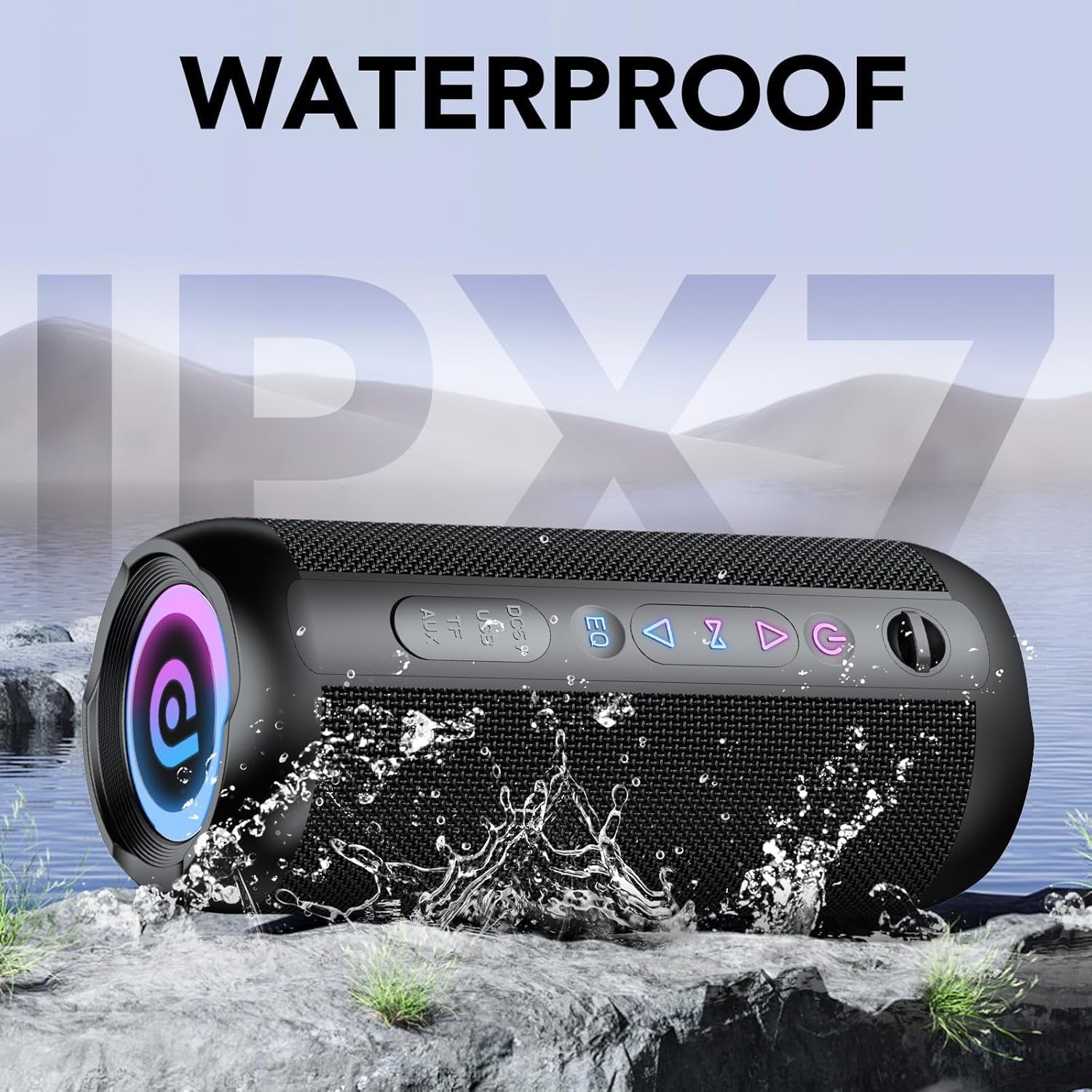 Portable Bluetooth Speaker, Bluetooth 5.4 Speaker, 30W Dual Speaker, Deep Bass, 30H Playtime, 3 EQ Mode, Colorful RGB Lights, IPX7 Waterproof, TWS Pairing for Outdoor/Home/Party/Travel, Gift Ideas