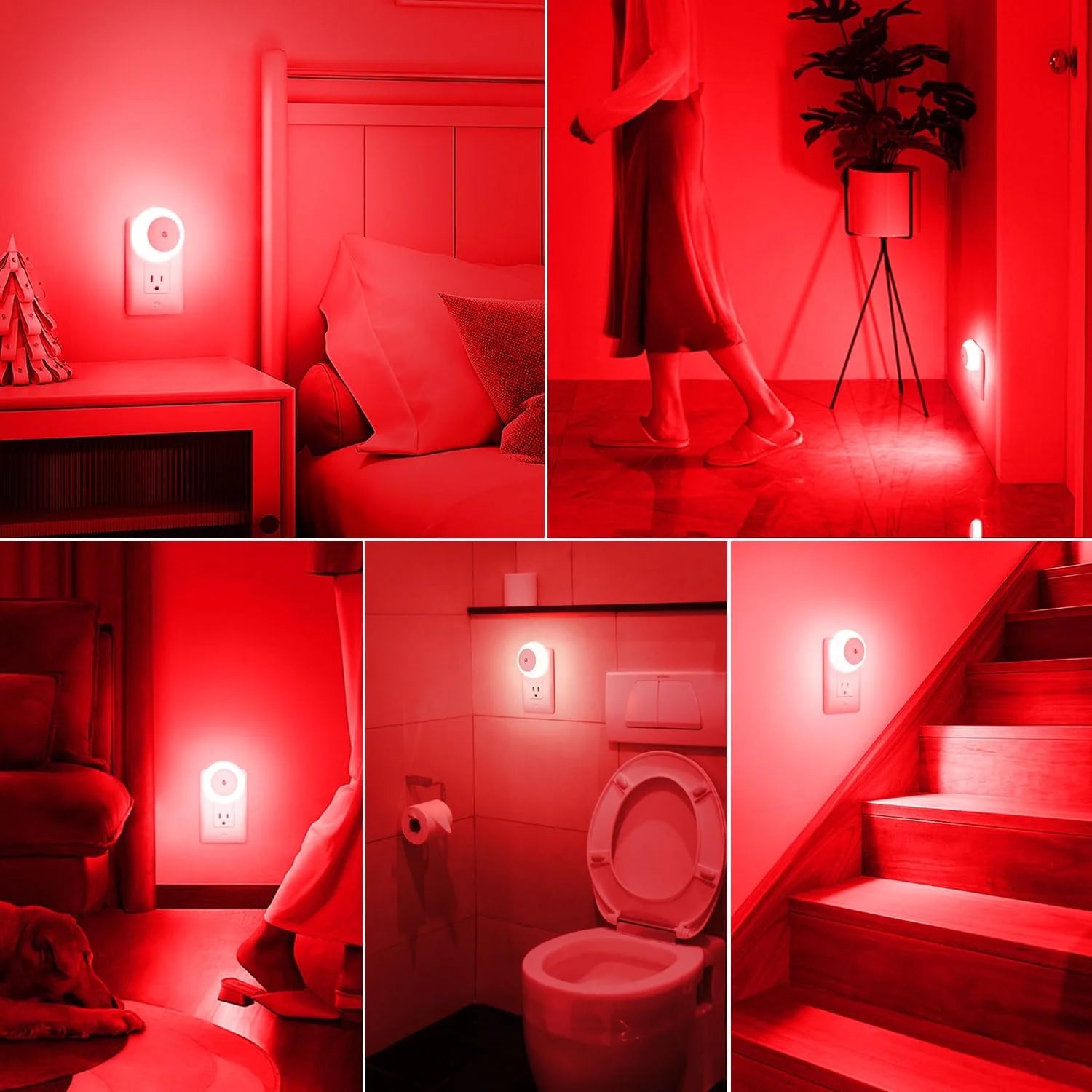 6 Pack Smart Sensor LED Night Light Plug In, Auto Dimming Wall Light for Adults & Kids, 0.5W Energy-Efficient Nightlight for Bedroom Bathroom Stairs - Fireproof ABS Material