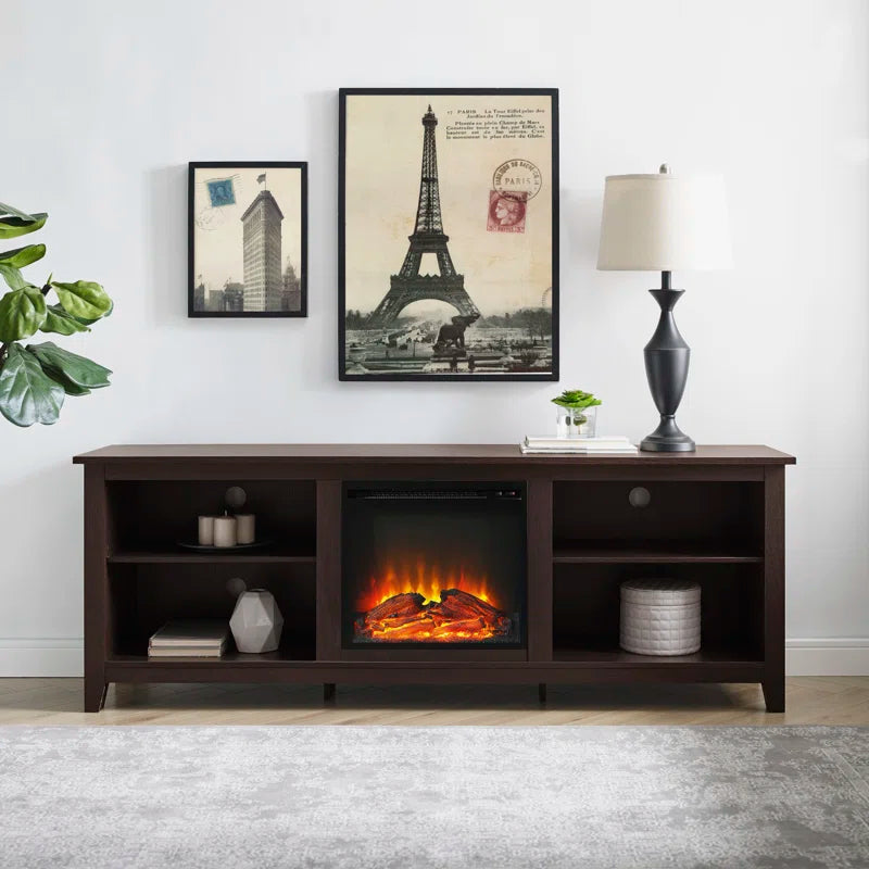 Kneeland 70" Open Storage TV Stand with Electric Fireplace