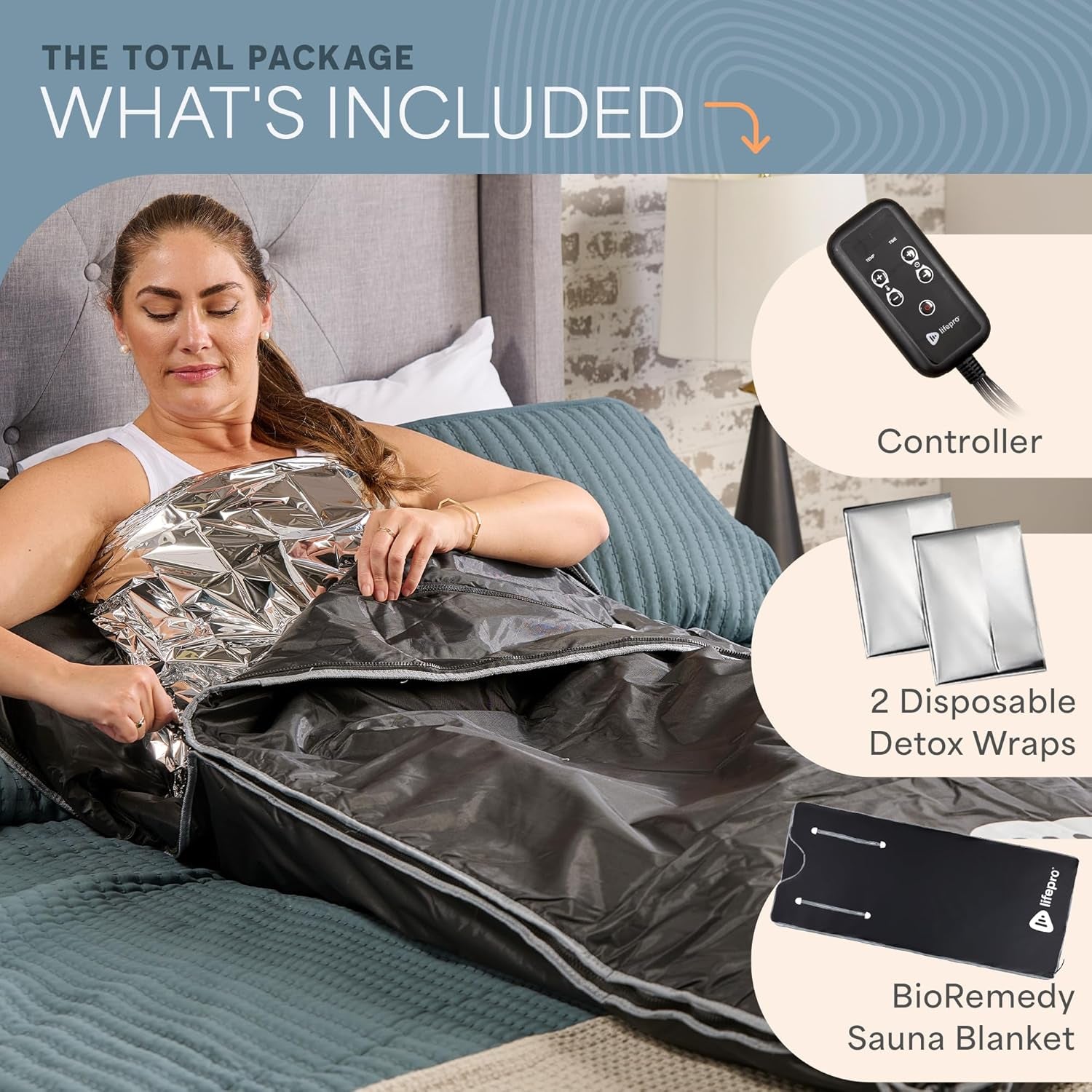 Bioremedy Infrared Sauna Blanket – Available in 5 Colors – Portable Far Infrared Home Sauna Bag for Detox, Tension, and Relaxation – Adjustable Temp (86–158°F) & Timer – Includes Detox Wraps