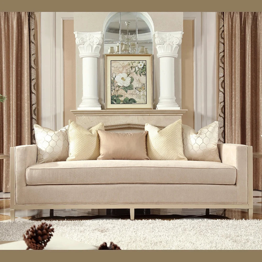 Luxury Champagne Sofa Set 3Pcs Solid Wood Traditional HD-8911