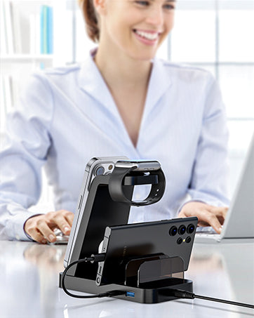 Wireless Charger for Iphone - 5 in 1 Charging Station for Multiple Devices Apple: Fast Wireless Charging Stand Dock for Iphone 16 15 14 13 12 Pro Max Apple Watch Airpods