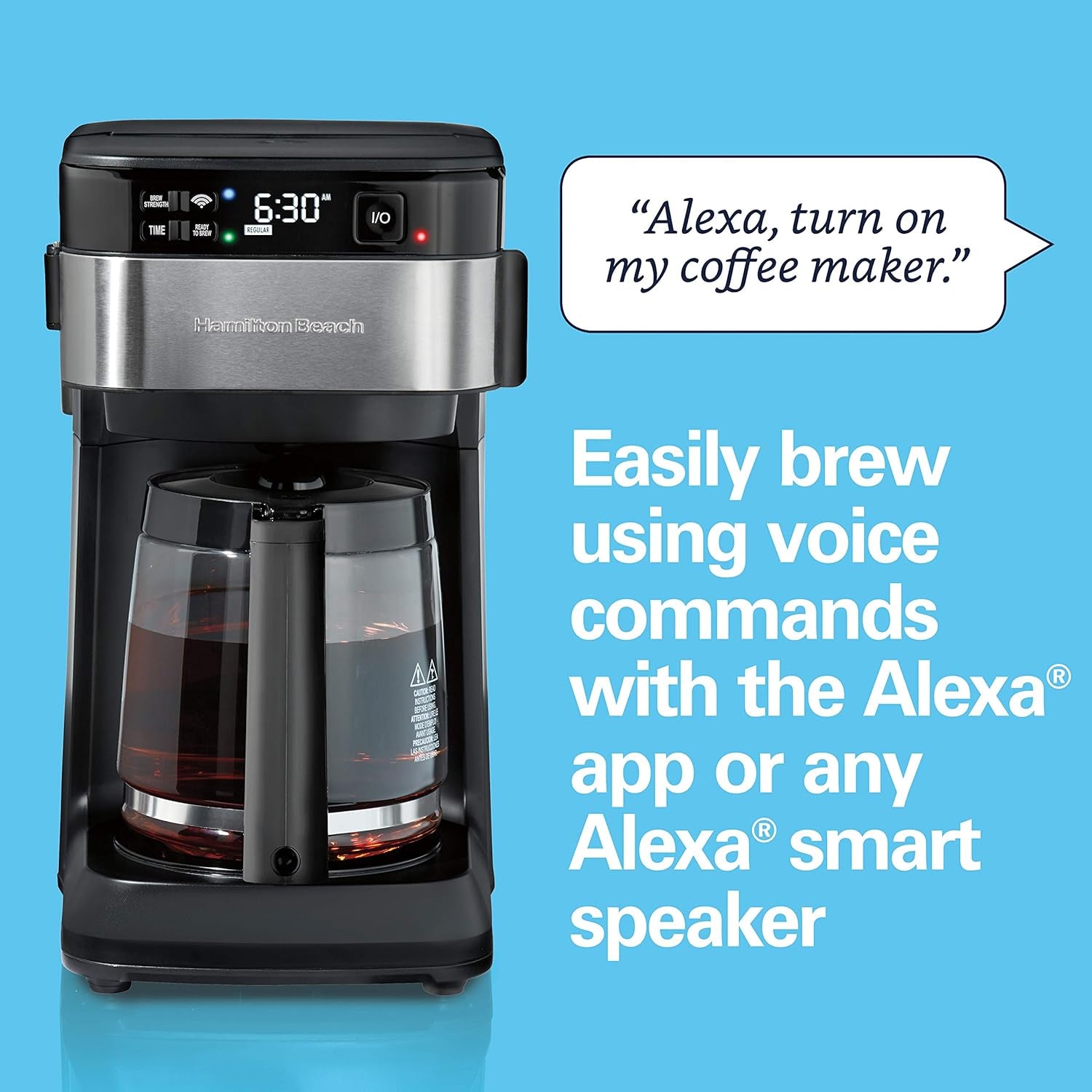 Works with Alexa Smart Coffee Maker, Programmable, 12 Cup Capacity, Black and Stainless Steel (49350R)