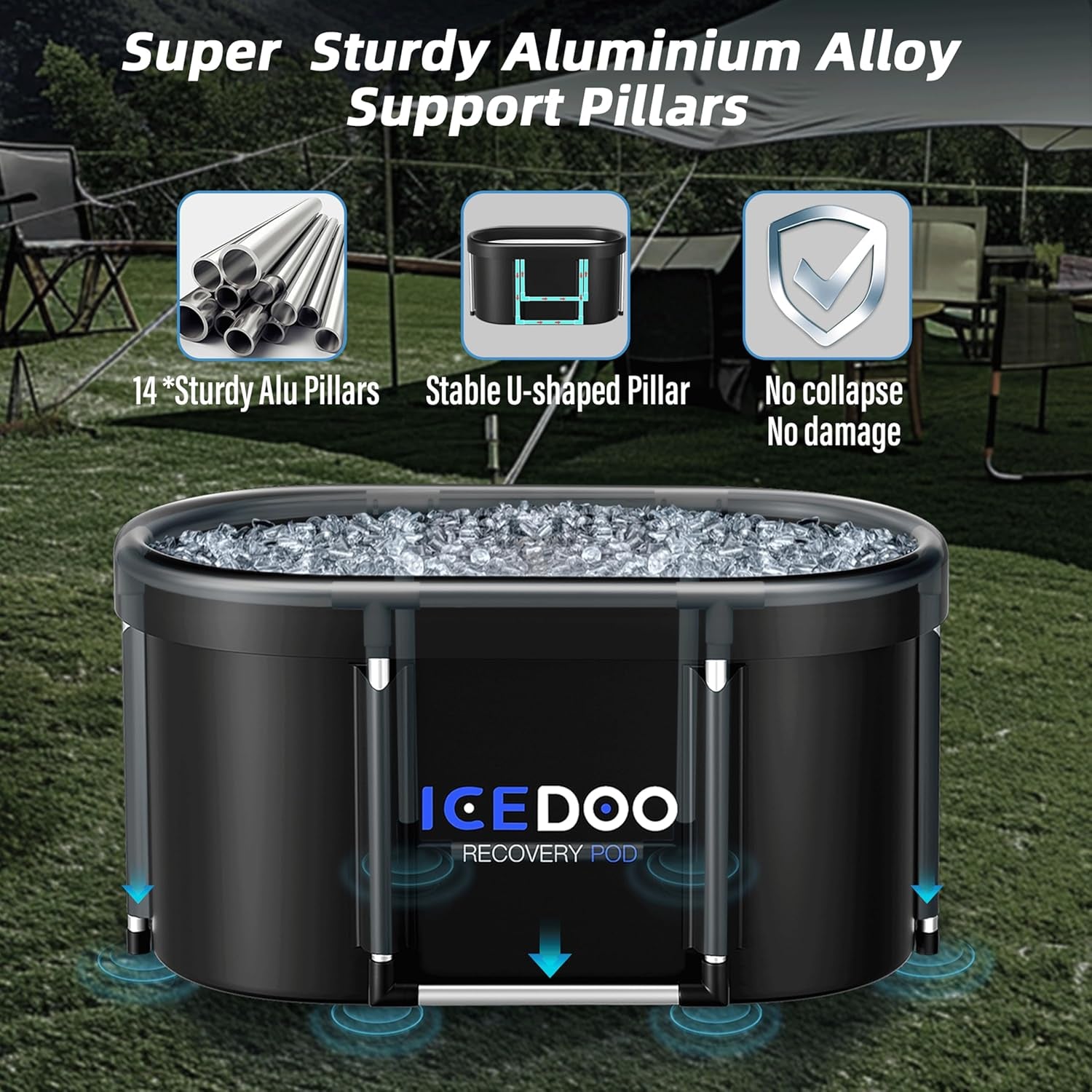 Upgrade XL 129 Gal Large Oval Ice Bath Tub for Athletes,Multiple Layered Portable Outdoor Cold Plunge Tub for Recovery,Cold Plunge for Family-Drop-In Bathtubs for Home,Gyms,Indoor Use