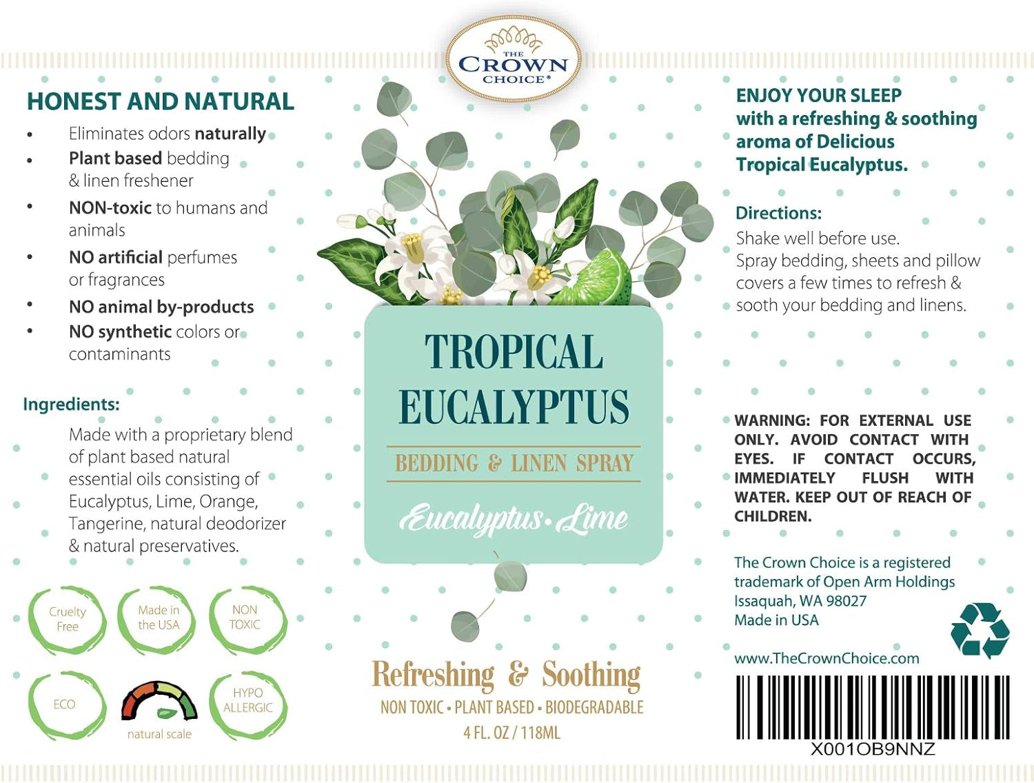 Natural Air Freshener Eucalyptus Spray for Fabric, Pillow, Sheets, Linen and Bedding - Bedroom Essential for Soothing & Refreshing Sleep - 4 Oz (Pack of 2)