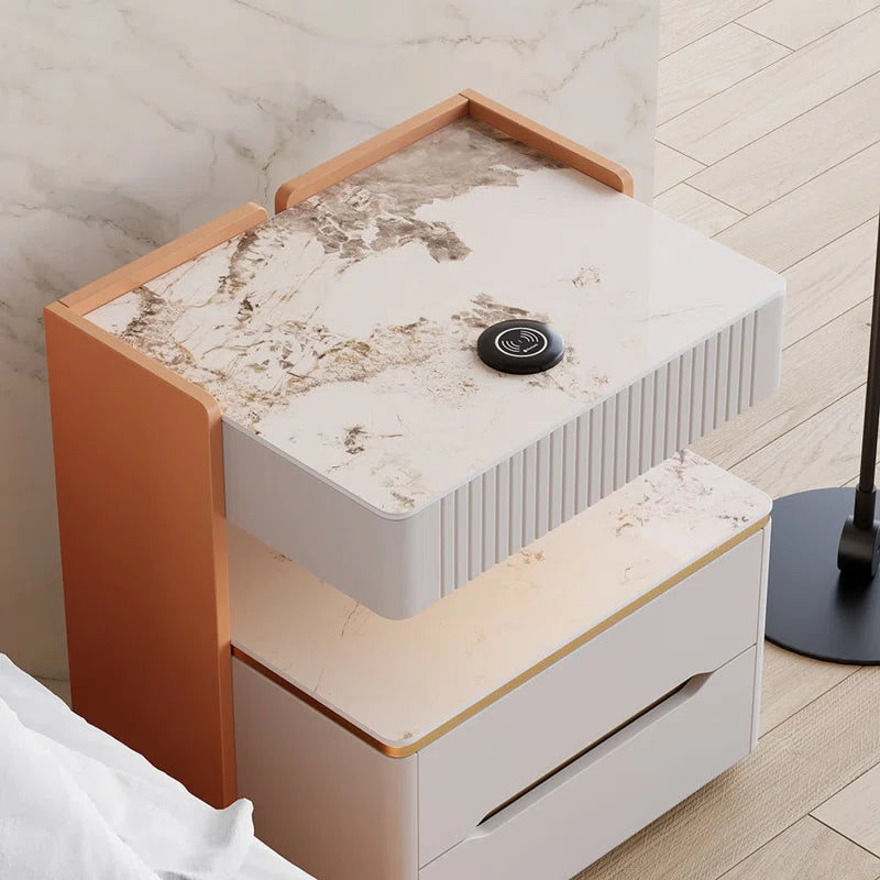 Modern Smart Nightstand with Wireless Charger, Sensor Light & Bluetooth Speakers - Sleek Elegance Meets Ultimate Functionality