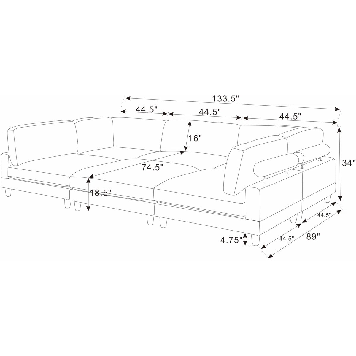 Espinosa™ 6-Piece Modular Sectional — Slipcovered Corduroy, Ottoman Included, Deep 30" Seat, Symmetrical | Lux Smart Home Living
