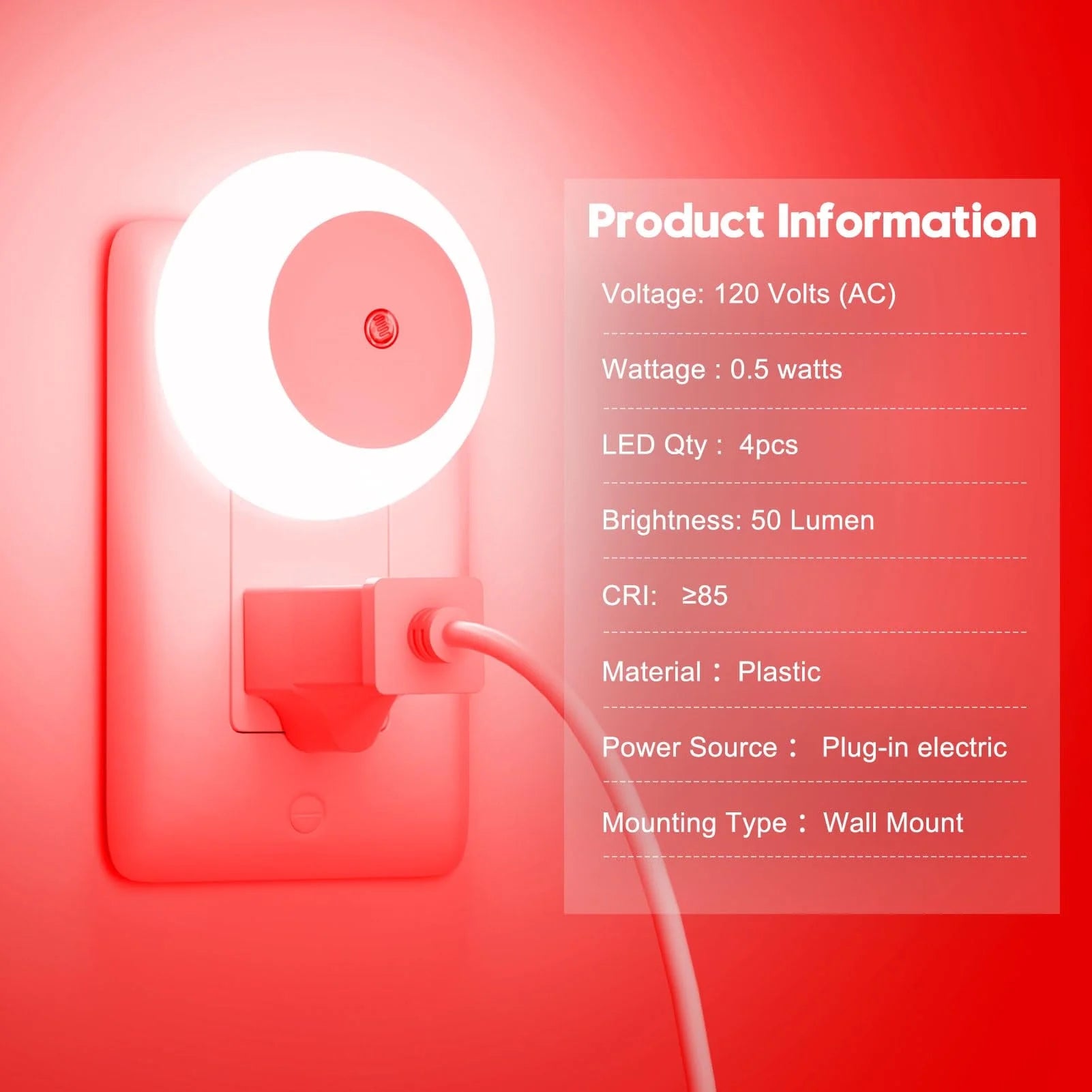 6 Pack Smart Sensor LED Night Light Plug In, Auto Dimming Wall Light for Adults & Kids, 0.5W Energy-Efficient Nightlight for Bedroom Bathroom Stairs - Fireproof ABS Material