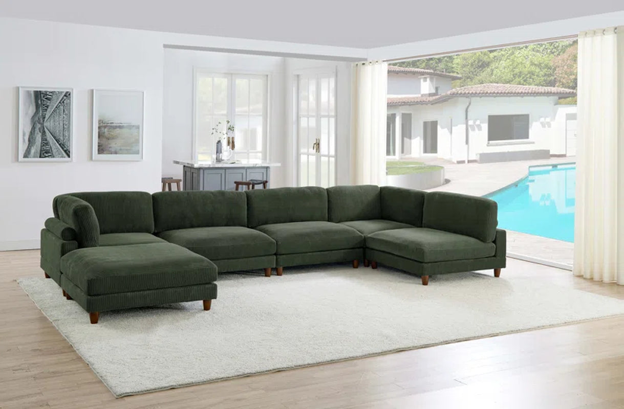 Espinosa 6 - Piece Slipcovered Corduroy Sectional
