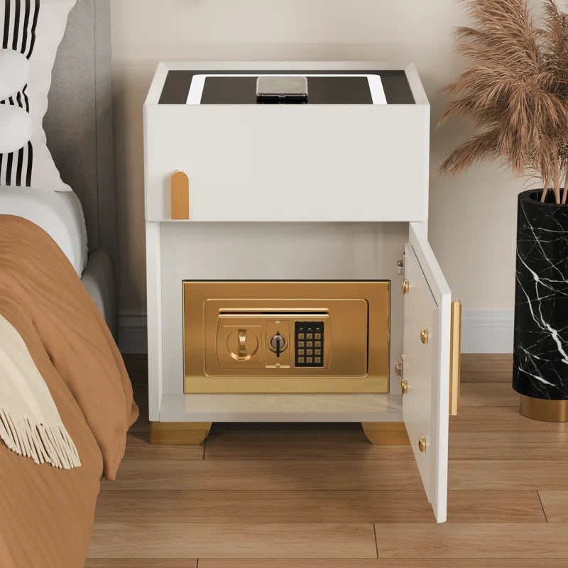 Wynton 1 - Drawer Nightstand (Pre-Assembled) with Safe Case, Wireless Charging, Led Light