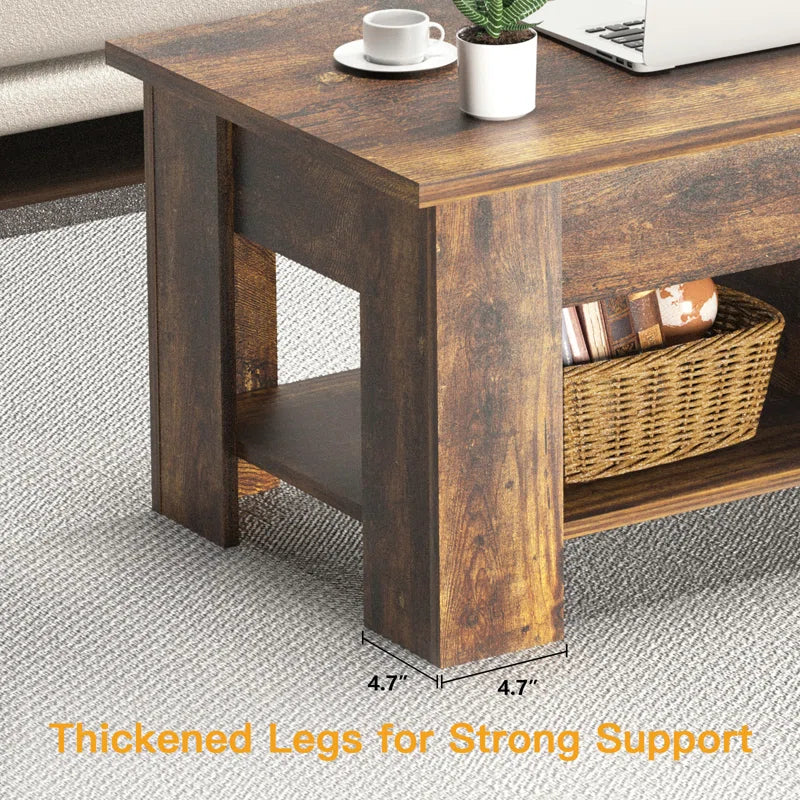 Sparta Black Lift Top Extendable Coffee Table with Storage