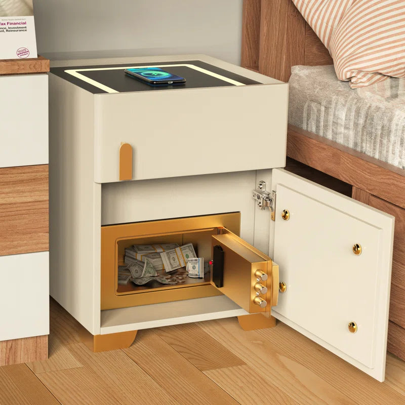 Wynton 1 - Drawer Nightstand (Pre-Assembled) with Safe Case, Wireless Charging, Led Light