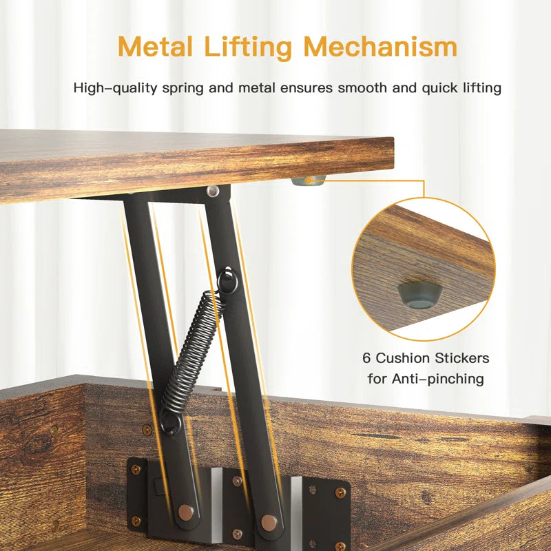 Sparta Black Lift Top Extendable Coffee Table with Storage