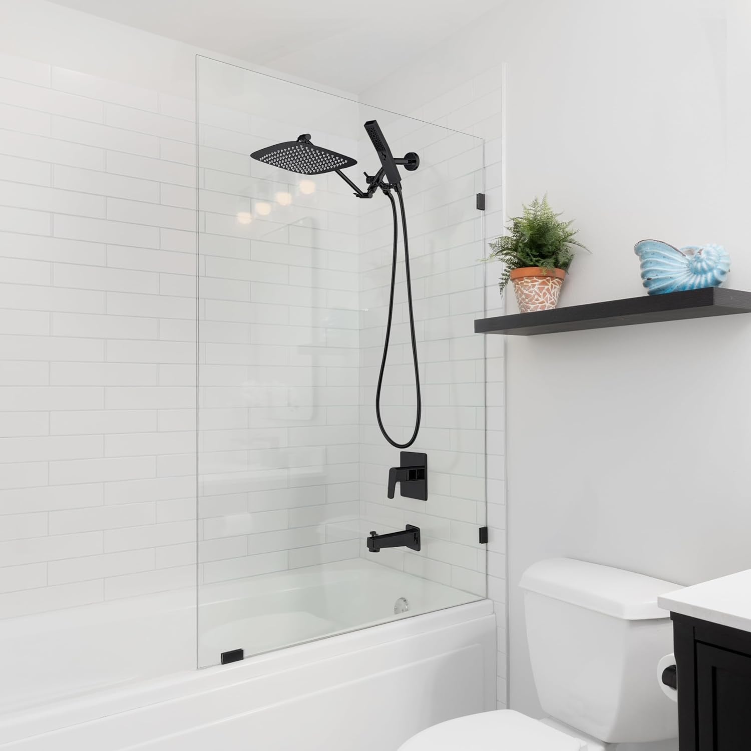 All Metal 12" Dual Shower Head Combo | Rain Shower Head | Handheld Shower Wand | Adjustable | Smooth 3-Way Diverter | 71" Extra Long Hose - a Bathroom Upgrade (Matte Black)