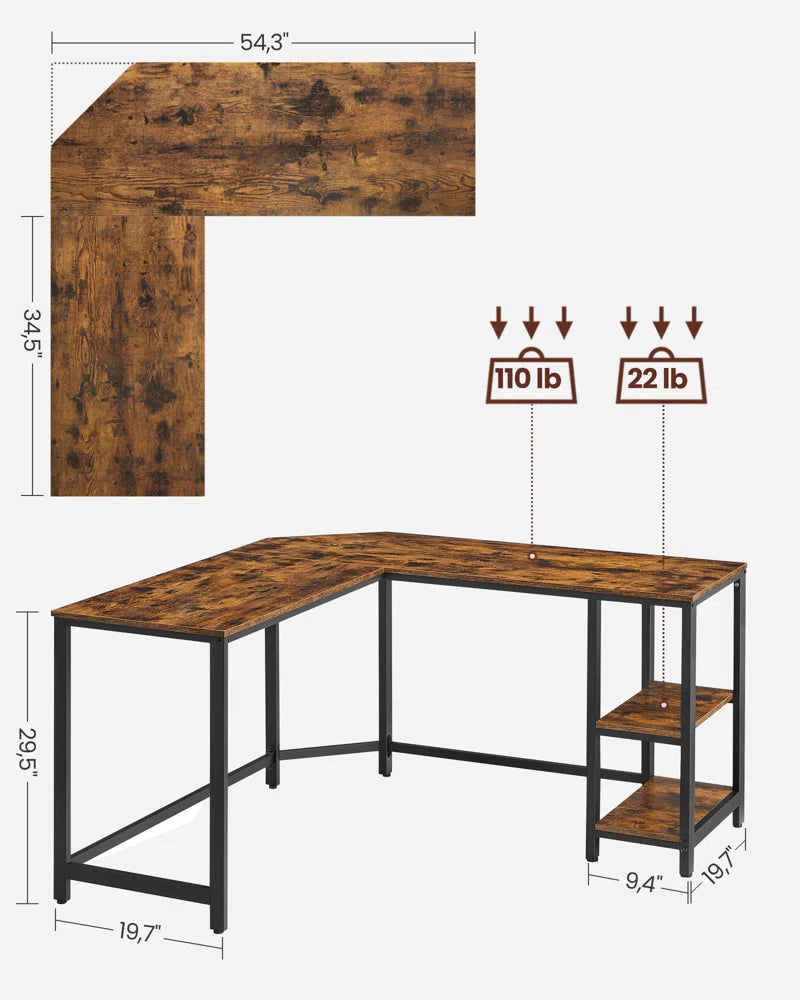 Enprise 54.3'' L-Shaped Metal Base Writing Desk