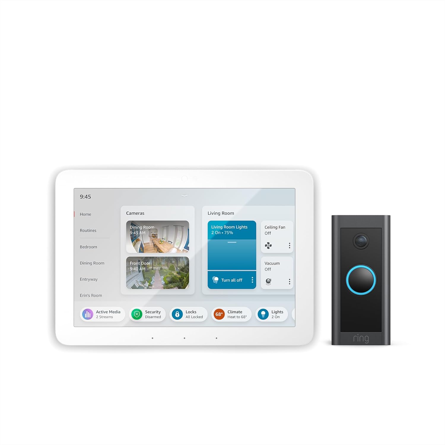 All-New Echo Hub Bundle with Ring Video Doorbell Wired