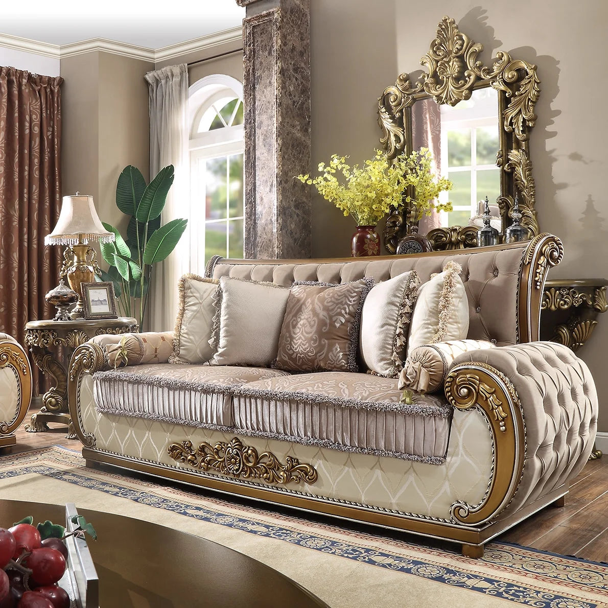 Traditional Perfect Brown Solid Wood 3 Piece Sofa Set by - HD-25