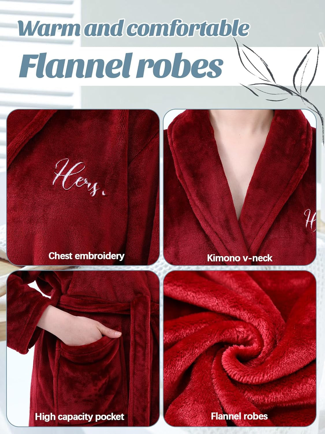 2 Pcs His and Hers Robes for Couples Mr and Mrs Bathrobes Embroidered Matching Robes Valentine'S Day Engagement Gifts