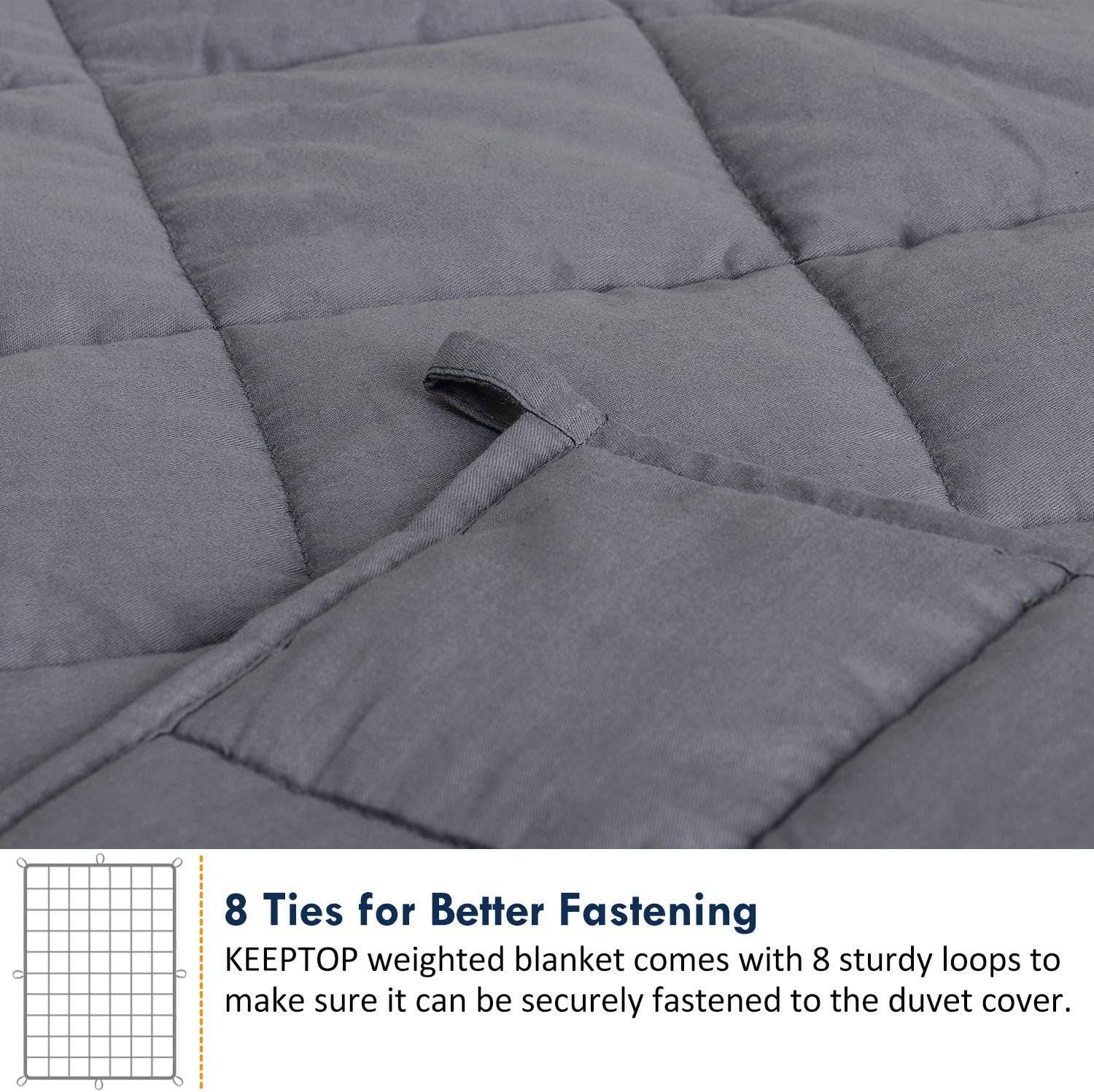 Weighted Blanket for Adults (20 Lbs, 60"X80", Grey) - Cooling Heavy Blanket for Adult between 190-210 Lbs - 100% Natural Cotton Material with Premium Glass Beads, Double Stitched Edge