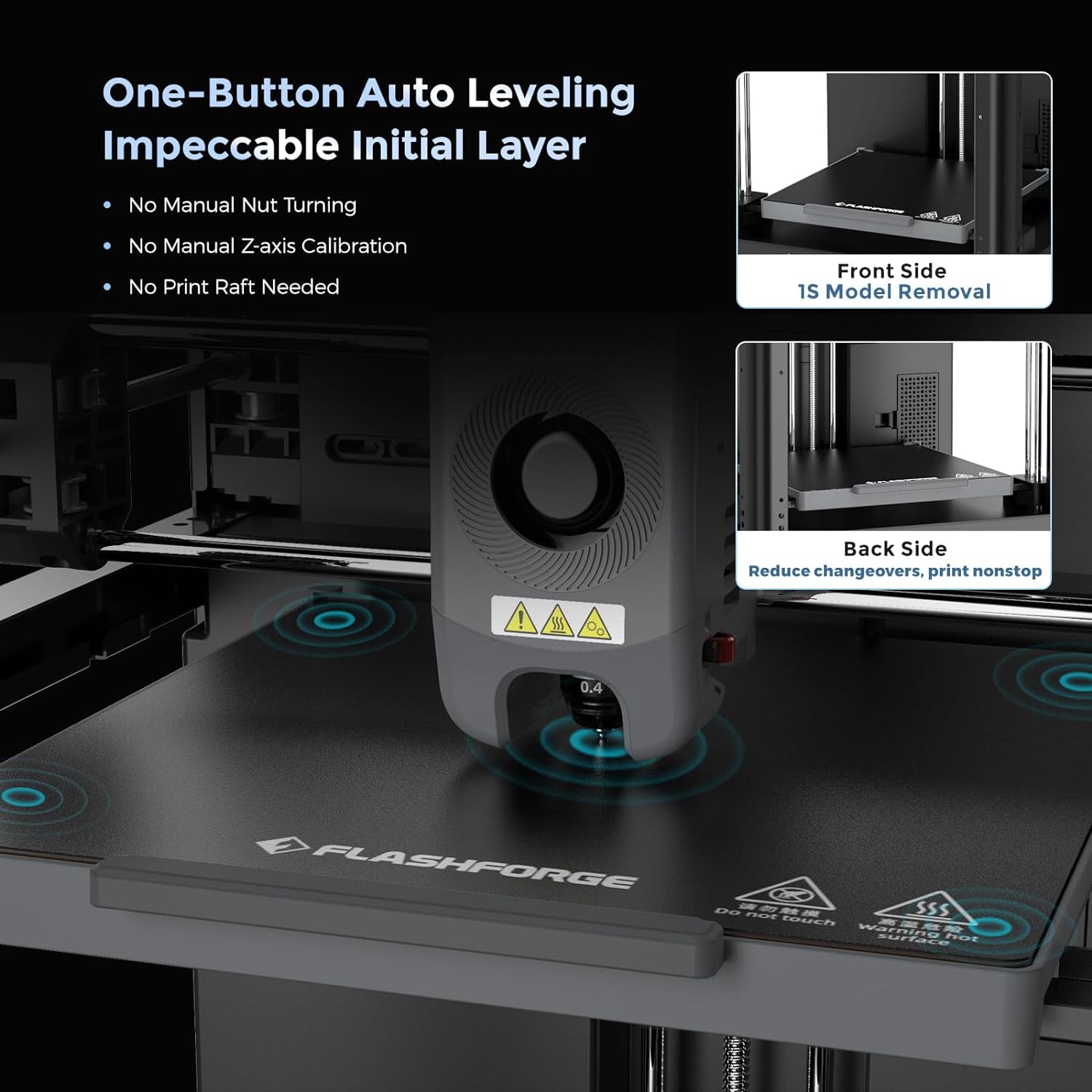 Adventurer 5M 3D Printer with Fully Auto Leveling, Max 600Mm/S High Speed Printing, 280°C Direct Extruder with 3S Detachable Nozzle, Core XY All Metal Structure, Print Size 220X220X220Mm
