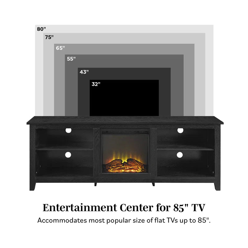 Kneeland 70" Open Storage TV Stand with Electric Fireplace