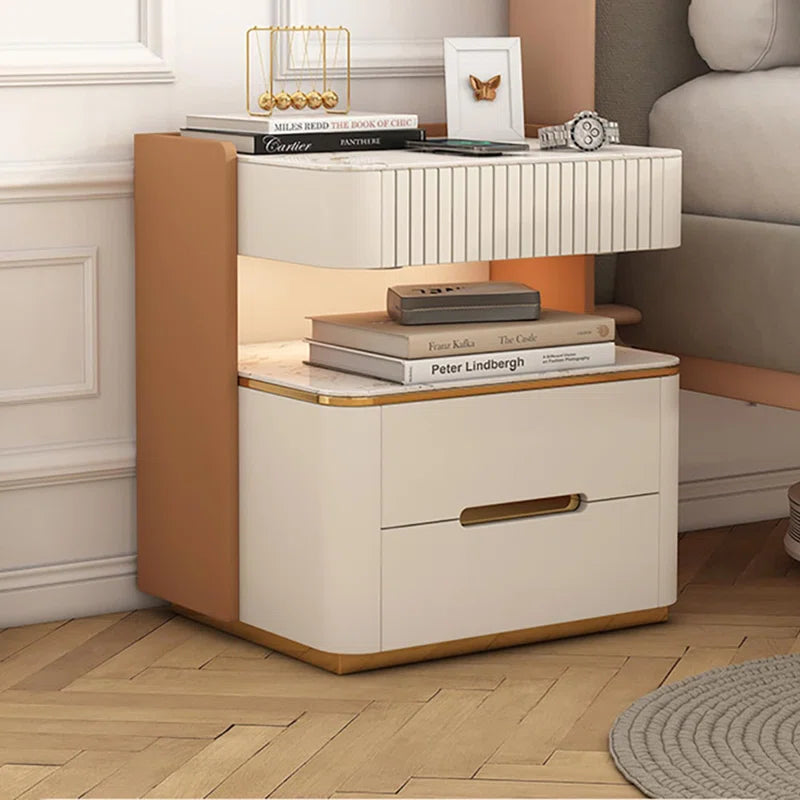 Modern Smart Nightstand with Wireless Charger, Sensor Light & Bluetooth Speakers - Sleek Elegance Meets Ultimate Functionality