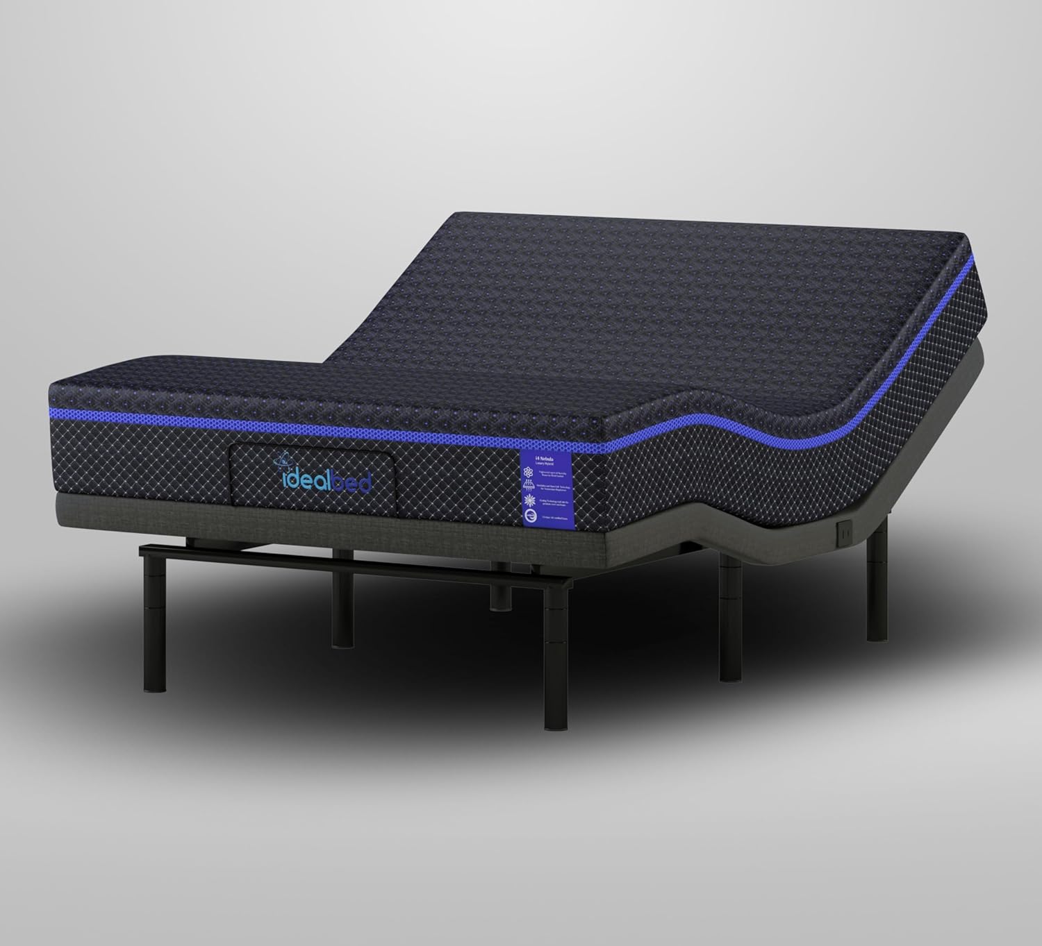 S4 Nebula Luxury Hybrid Mattress + 6I Custom Adjustable Bed Sleep System, Comfort, Cooling & Support, Advanced Silent Operation, Pillow Tilt, Wallhugger, (Medium Soft, King)