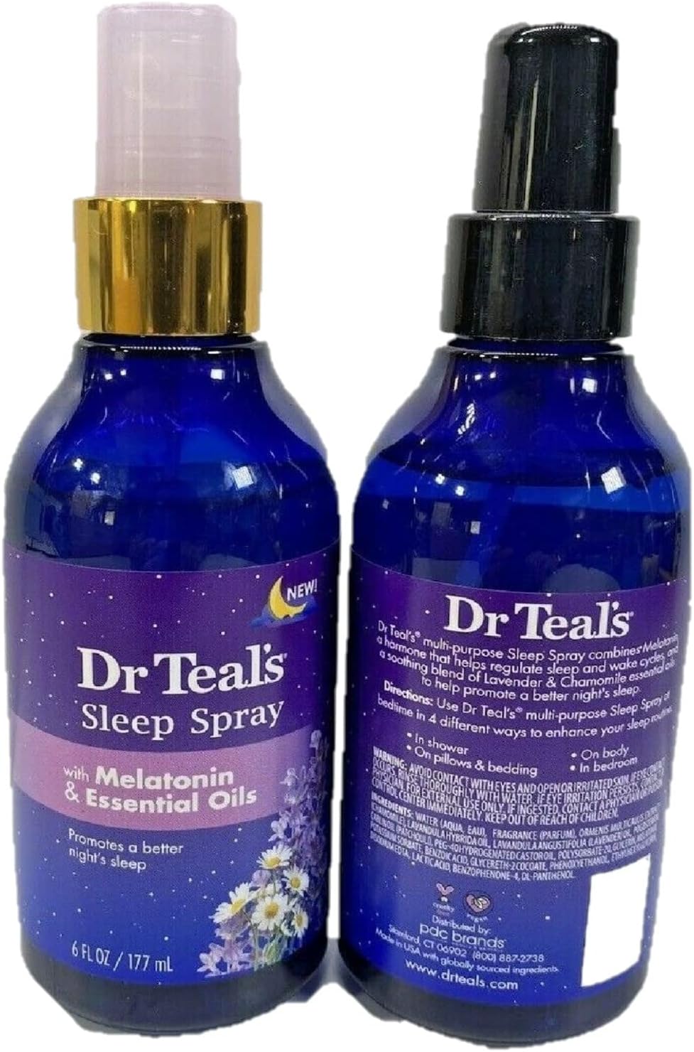 Dr. Teal'S Sleep Spray with Melatonin & Essential Oils Gift Set (2 Pack, 6 Fl Oz Ea.) - Nighttime Therapy Formula with Chamomile & Lavender - Ease Sore Muscles While Promoting a Better Nights Sleep