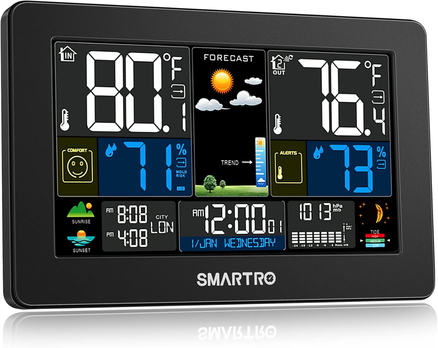 SC91 Projection Alarm Clock for Bedrooms with Weather Station + SC93 Weather Station Wireless Indoor Outdoor Thermometer Temperature Humidity Monitor