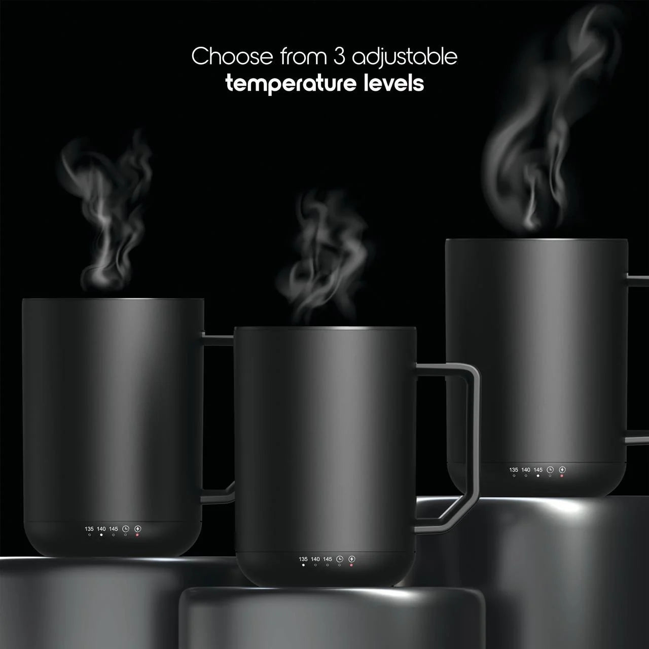 & Charging Coaster, 12Oz. Stainless Steel Self Heating Coffee Mug with Lid, 3.5" X 3.5" X 5"