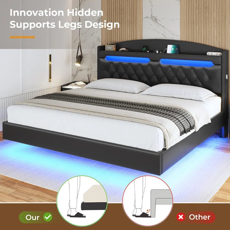 Mickail Modern Upholstered Bed with Storage Drawers – Stylish, Space-Saving Elegance for Your Bedroom