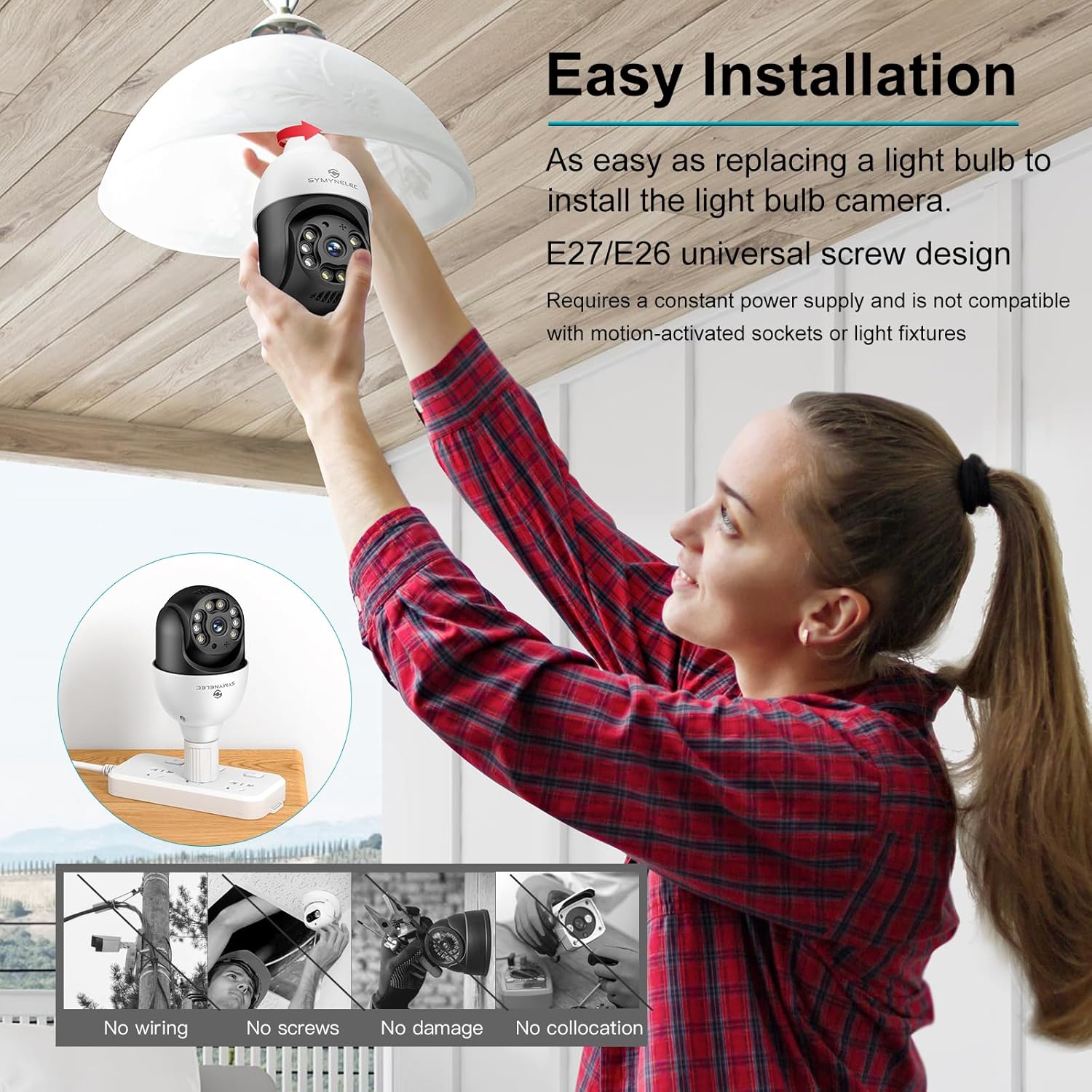 Light Bulb Security Camera Outdoor Waterproof 2.5K,(5Ghz/2.4Ghz) 5G Dual Band Wifi Light Socket Security Camera with AI Human Motion Detection Tracking 4MP Color Night Vision Alexa (2 PCS)