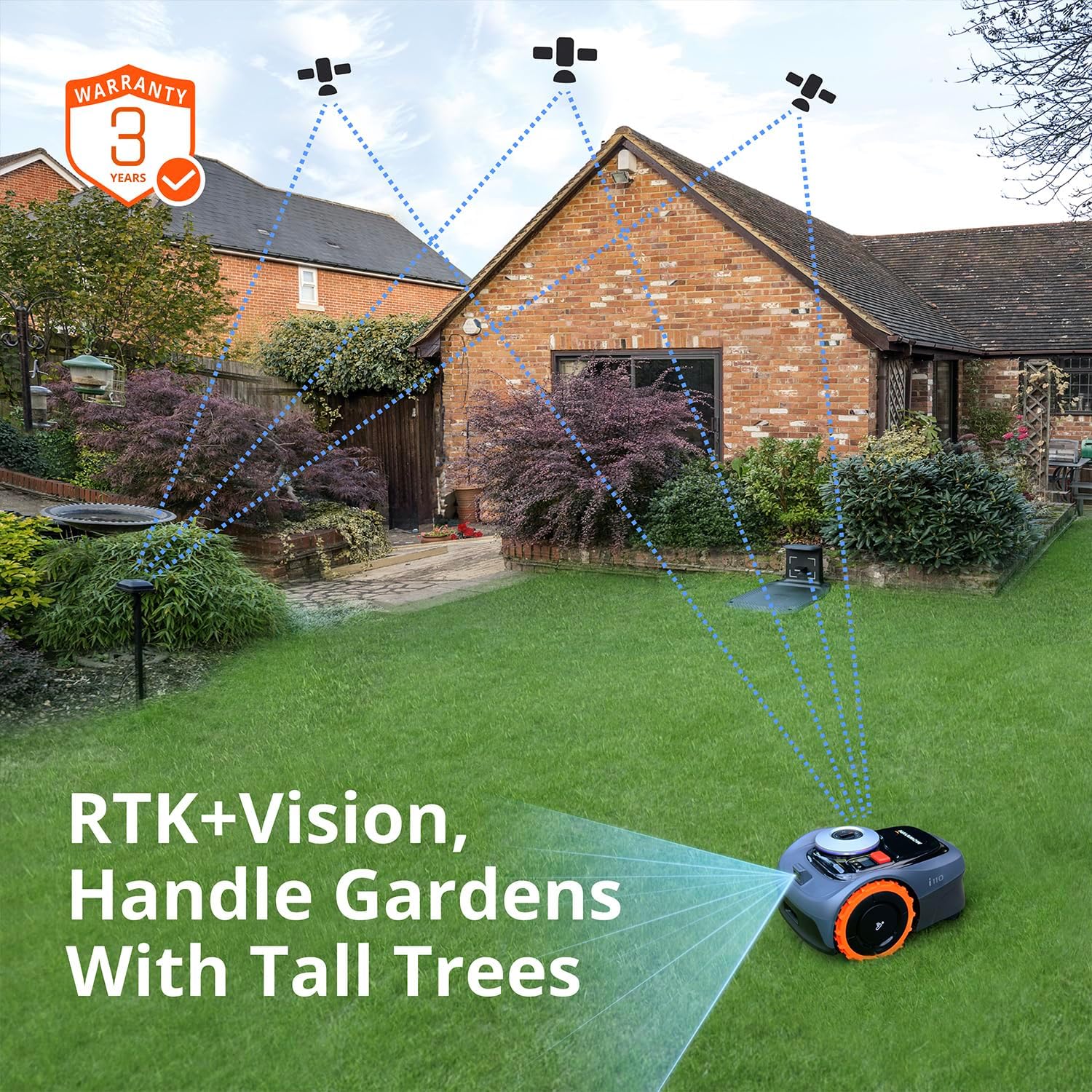Segway I110N Robot Lawn Mower Perimeter Wire Free 1/4 Acre Rtk+Vision Robotic Lawnmower, Ai-Assisted Mapping, Virtual Boundary, APP Control, 58Db(A) Quiet, Multi-Zone Management