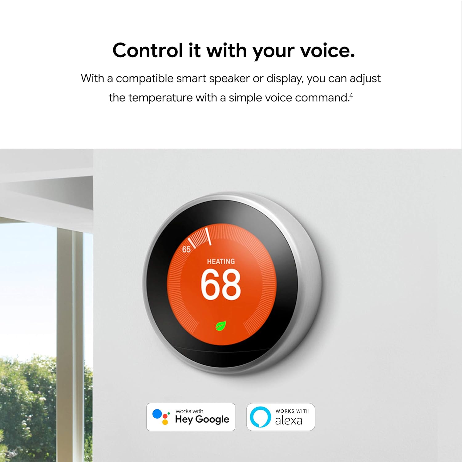 Nest Learning Thermostat - Programmable Smart Thermostat for Home - 3Rd Generation- Works with Alexa - White