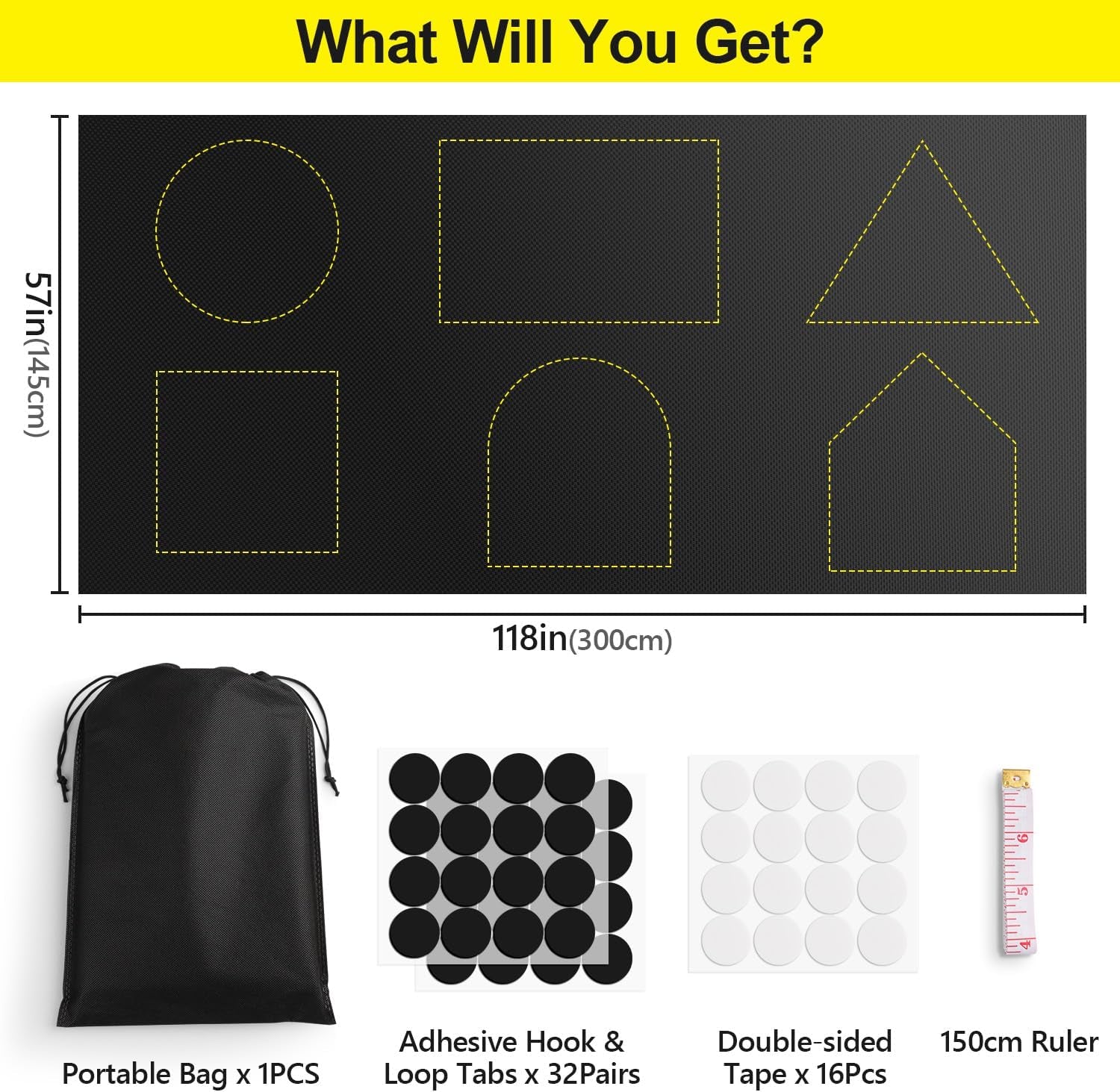 100% Blackout Curtains for Bedroom, 118" X 57" Portable Blackout Window Cover Film, No Drilling Travel Black Out Curtains, Sun Light Blocker Black Out Shades Blinds for Nursery Media Dorm Room