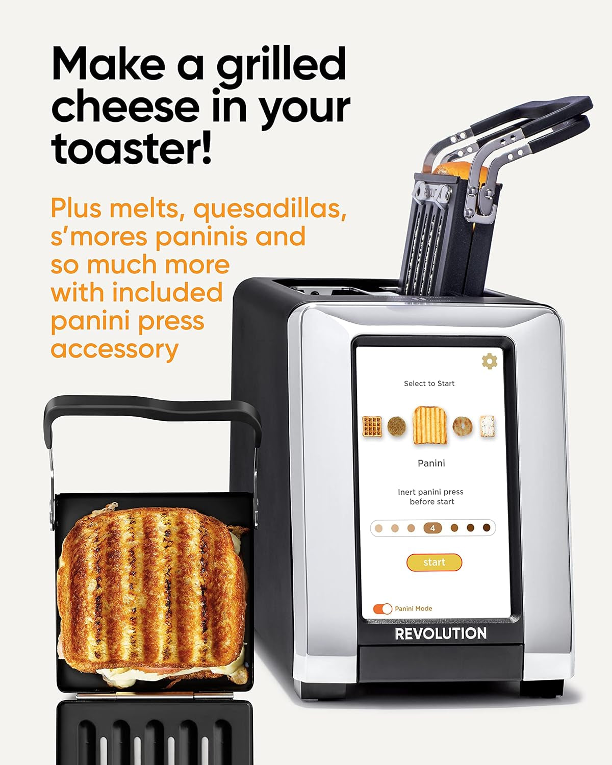 R180B High-Speed Touchscreen Toaster, 2-Slice Smart Toaster with Patented Instaglo Technology & Toastie Panini Press