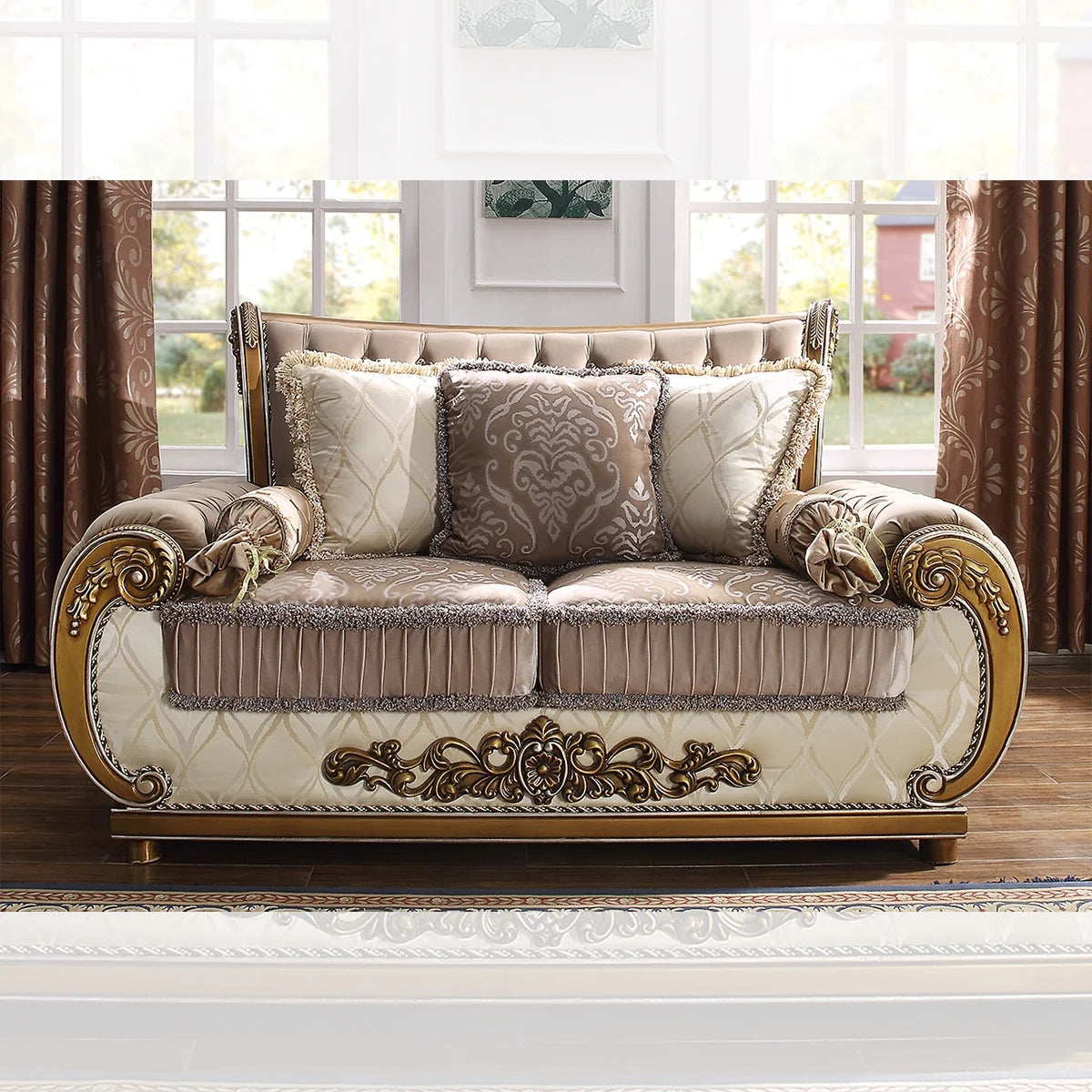 Traditional Perfect Brown Solid Wood 3 Piece Sofa Set by - HD-25