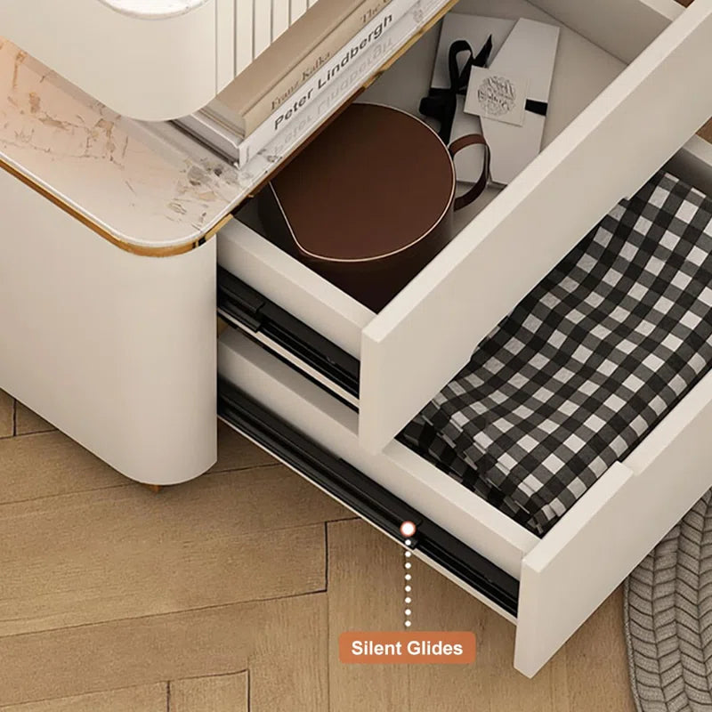 Modern Smart Nightstand with Wireless Charger, Sensor Light & Bluetooth Speakers - Sleek Elegance Meets Ultimate Functionality