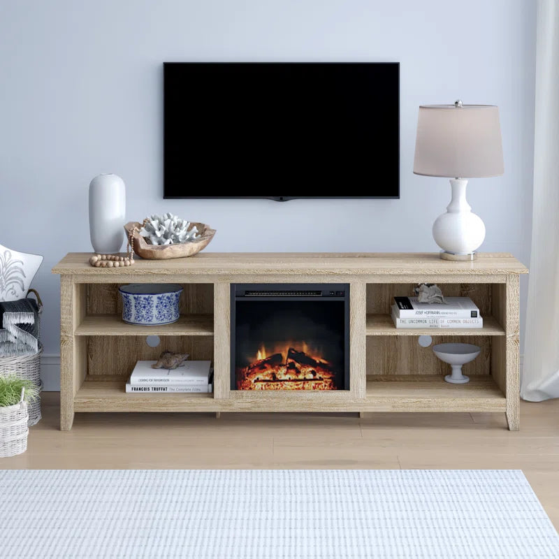 Kneeland 70" Open Storage TV Stand with Electric Fireplace