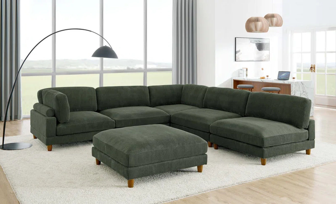 Espinosa 6 - Piece Slipcovered Corduroy Sectional