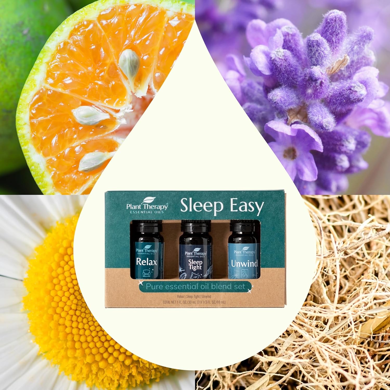 Sleep Easy Essential Oil Blend Set 10 Ml (1/3 Oz) Each of Relax, Sleep Tight & Unwind, Pure, Undiluted, Essential Oil Blends